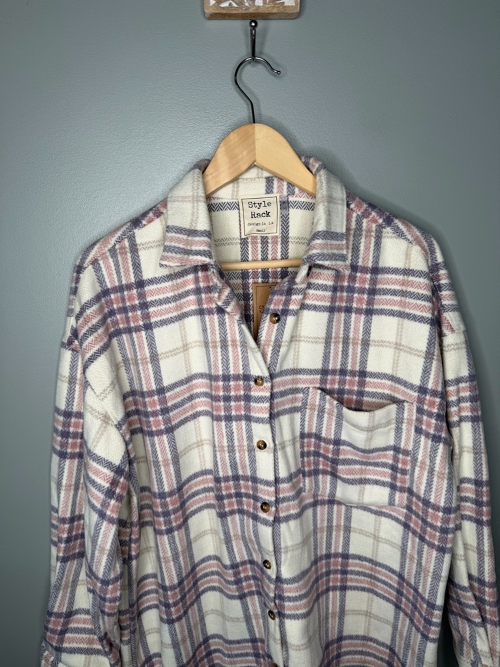 NWT Style Rack Houndstooth Plaid Flannel Shirt Jacket - Picture 4 of 10